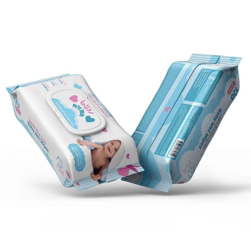 Sensitive Skin Baby Wipes with Aloe Vera and Vitamin E - Rolana - 120 Pack