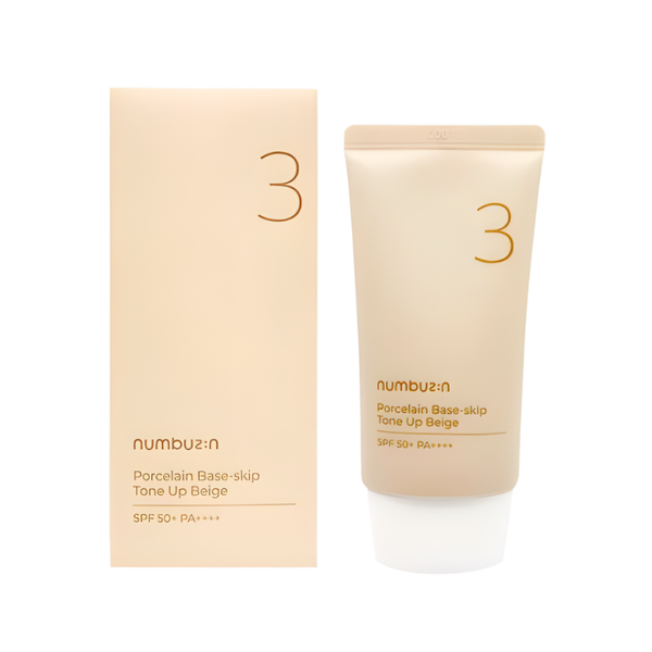 Numbuz:n No. 3 Porcelain Base-Skip Tone Up Beige Sunscreen SPF 50, 50ml