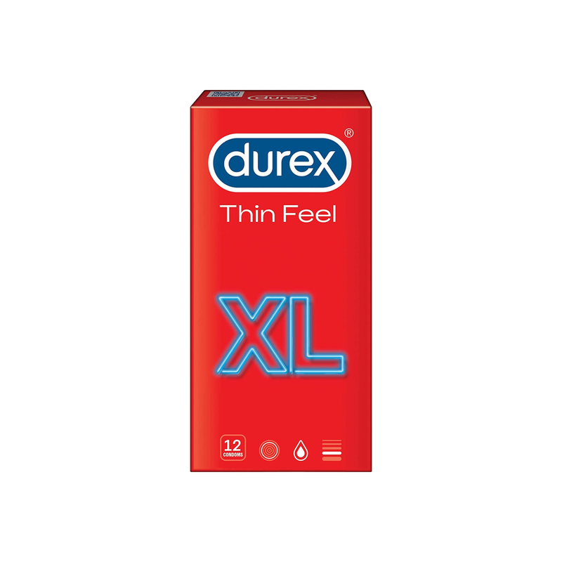 Durex Thin Feel Condoms, Large Size, Latex, 12 Count