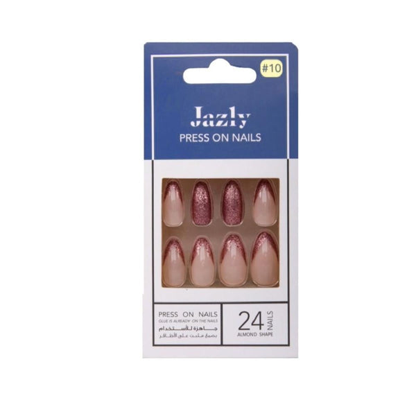 Almond Press On Nails Elegant Shape No10 Easy Application JAZIY