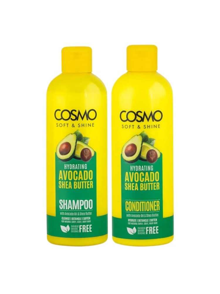 Cosmo Soft & Shine Shampoo and Conditioner Set with Avocado & Shea Butter - 480ml Each