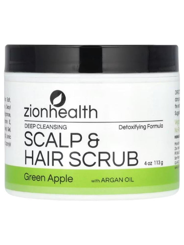 Zion Health Argan Oil Scalp & Hair Scrub, Green Apple 4 oz