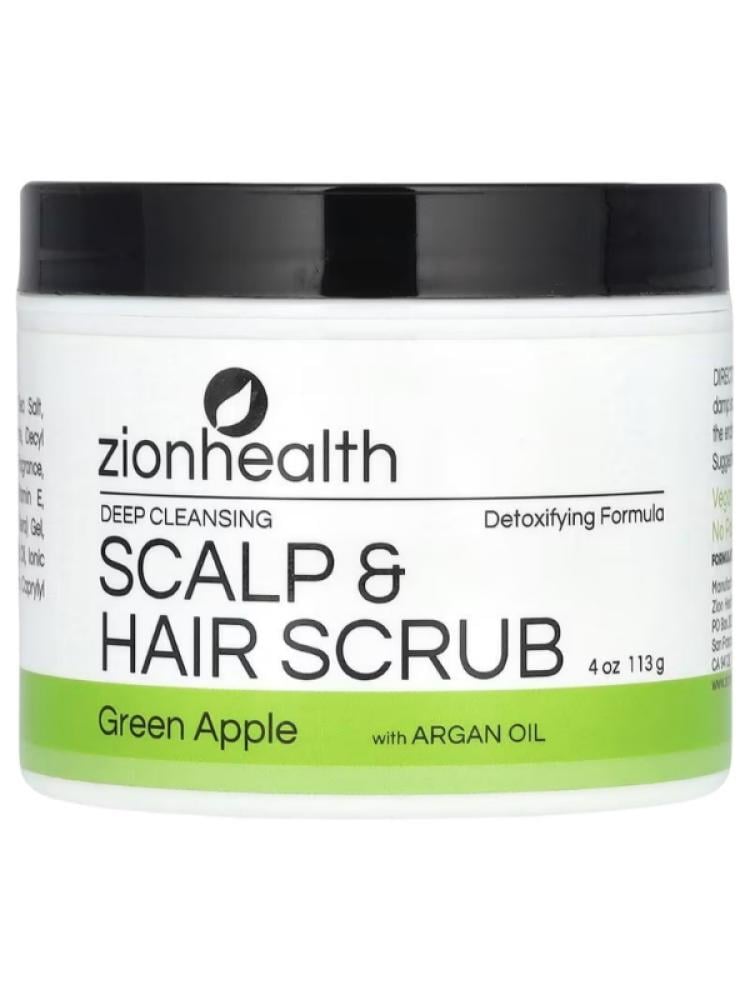 Zion Health Argan Oil Scalp & Hair Scrub, Green Apple 4 oz