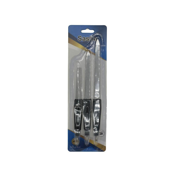 Sasha V-Shaped Nail File and Cuticle Remover Set 3 Pieces