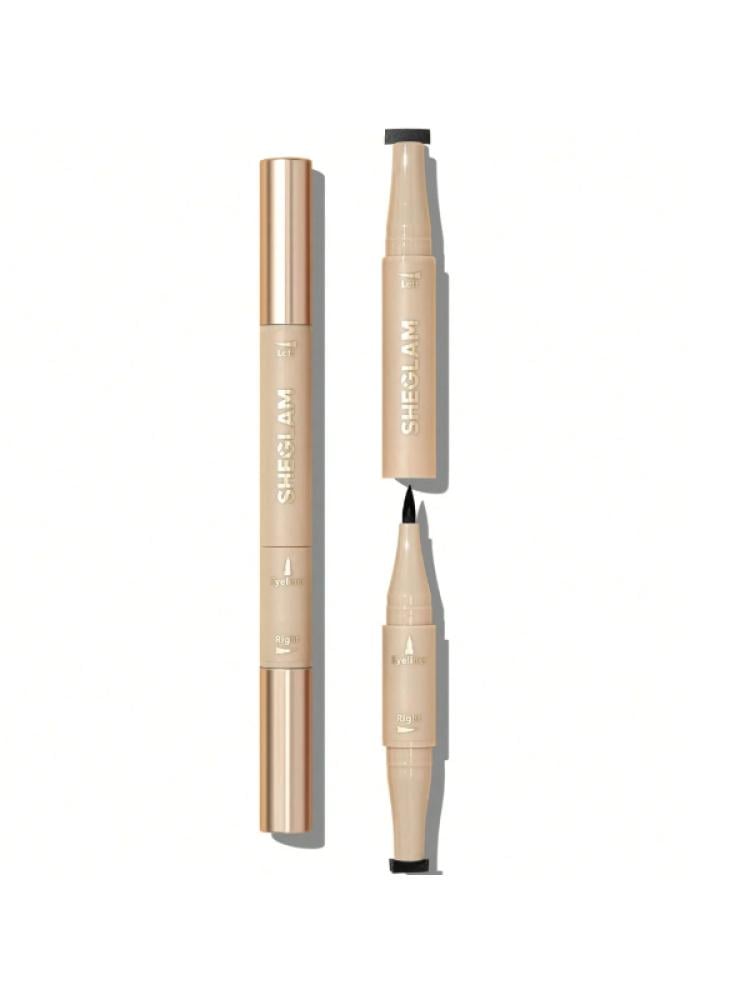 SHEGLAM Get Foxy Eye Stamp & Liner Pen - Black, Smudgeproof, Waterproof