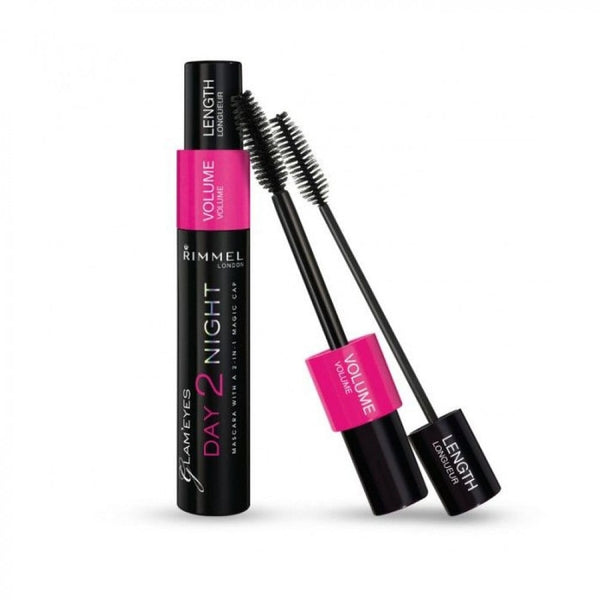 Rimmel London Day to Night Mascara, Waterproof, Lengthening and Volumizing, 001 Black