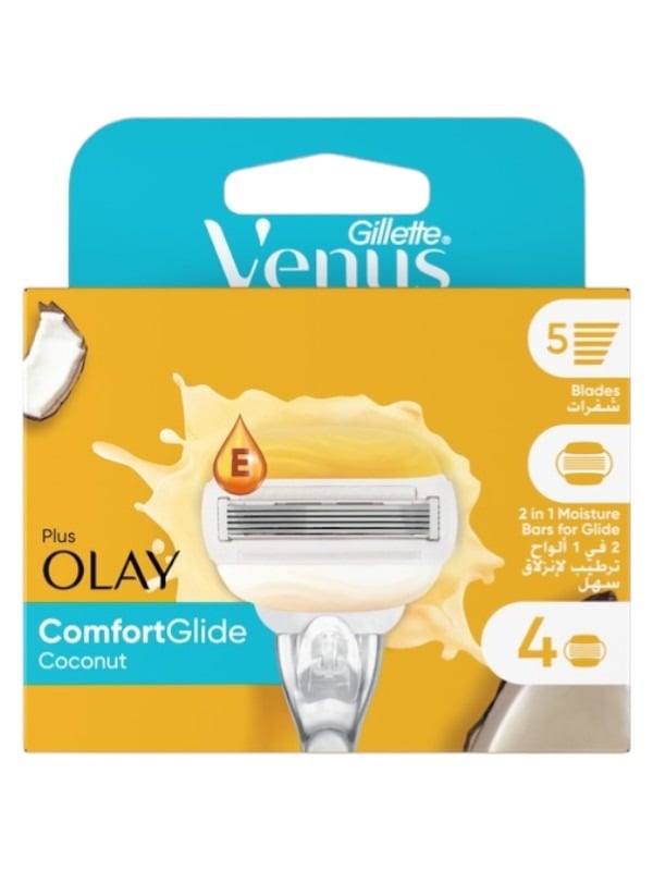 Gillette Heated Razor Blades Refills Venus ComfortGlide Coconut 4 Pack