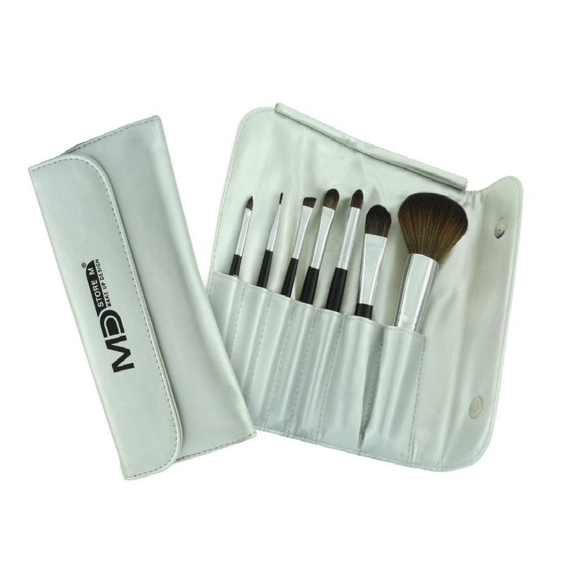 MD Makeup Brush Set 7-Piece Synthetic Brush Collection with Case