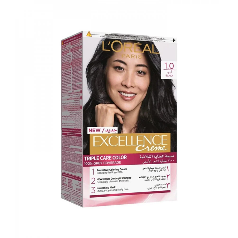L'Oreal Paris Excellence Creme Triple Care Hair Color 1.0 Black