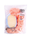 Spa System Body Loofah Set - Back Scrubber, Mesh Puff, Exfoliating Mitt - 3 Pieces