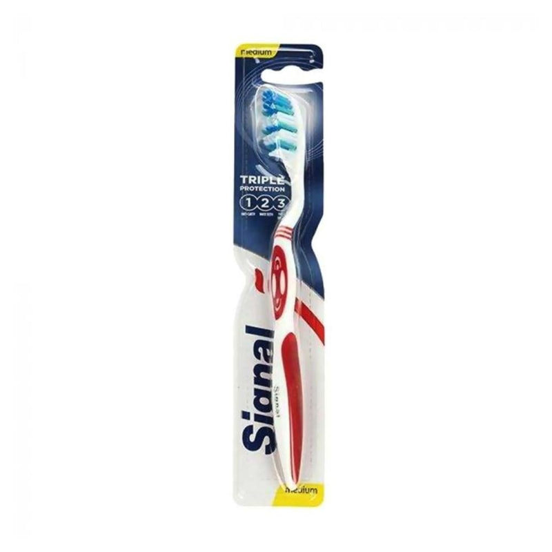 Signal Triple Protection Medium Toothbrush with Ergonomic Handle