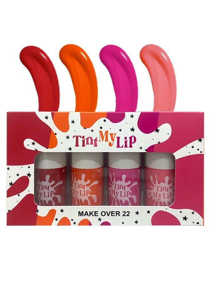 Lip and Cheek Tint Set Four Distinct Shades Travel Friendly Make Over22 4x5ml