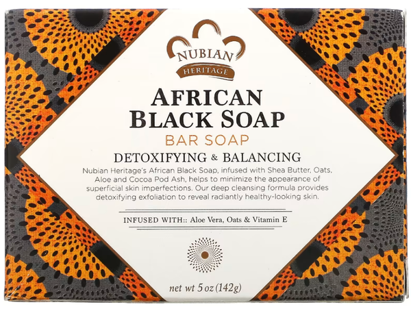 African Black Soap Bar Deep Cleansing Natural Nubian Heritage 142g