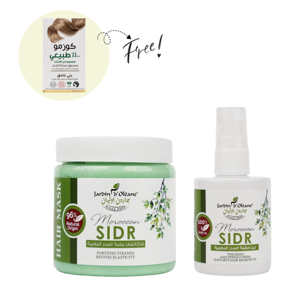 Garden Olian Sidr Hair Thickening Mask & Oil Set with Dark Brown Henna Dye
