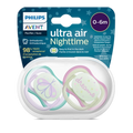 Ultra Air Night Baby Soother for babies aged 0 to 6 months Glow Avent 2 Pcs