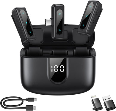 Wireless Lavalier Microphone – USB-C, Noise-Canceling