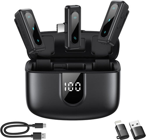 Wireless Lavalier Microphone – USB-C, Noise-Canceling