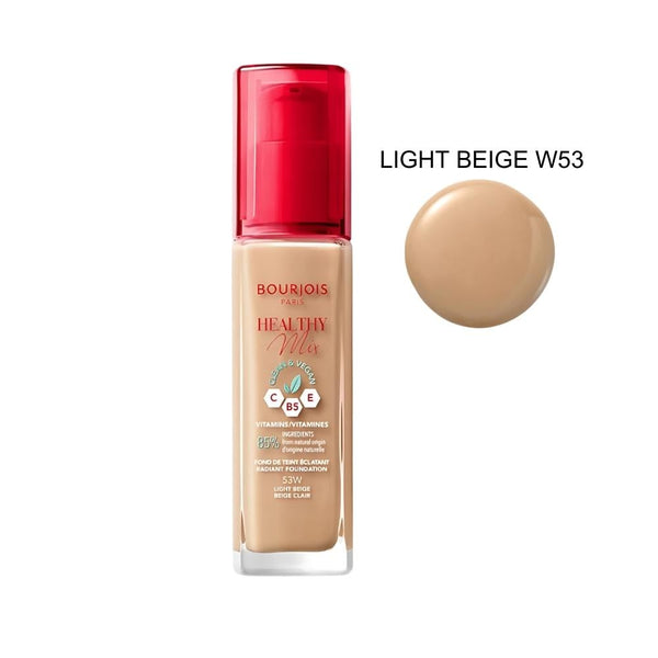 Bourjois Healthy Mix Foundation W53 Light Beige, Medium Coverage, 16-Hour