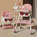 Convertible Baby High Chair Adjustable Height Pink Baby Love 1 Piece