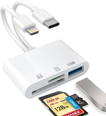 Dual-Port SD Card Reader – USB-C & Lightning