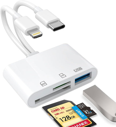 Dual-Port SD Card Reader – USB-C & Lightning