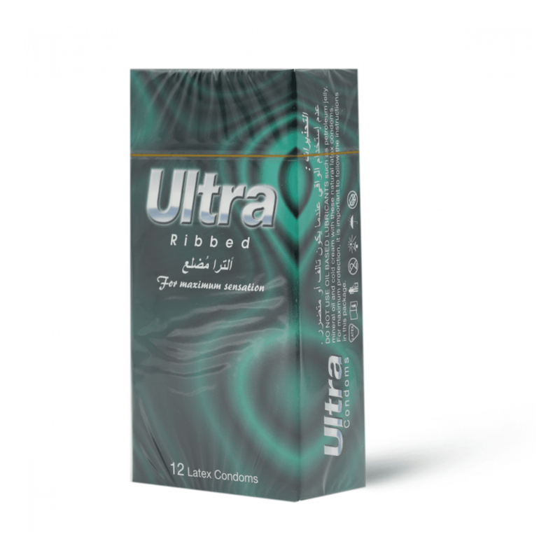 Ultra Ribbed Dotted Lubricated Condoms, 12 Count