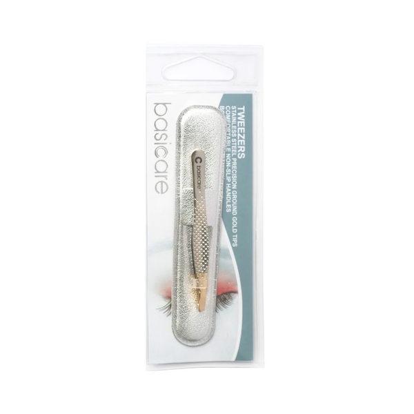 Basic Care 1575 Stainless Steel Tweezers for Eyebrow and Facial Hair