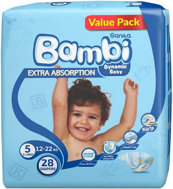 Absorbent Diapers Size 5 Value Pack Breathable Comfort Bambi 28 Pieces