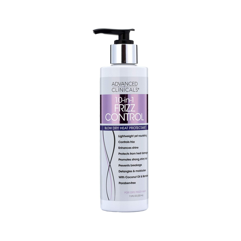 Advanced Clinicals 10-in-1 Frizz Control Cream Heat Protectant 222 ml