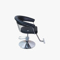 Salon System Barber Chair in Black Leather with Stainless Steel Accents