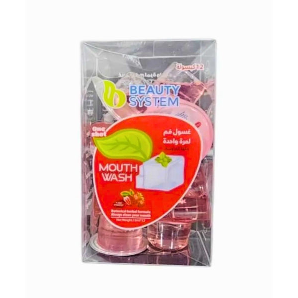Beauty System Fresh Strawberry Flavor Mouthwash Capsules, Antibacterial, 12 Count, 13ml Each