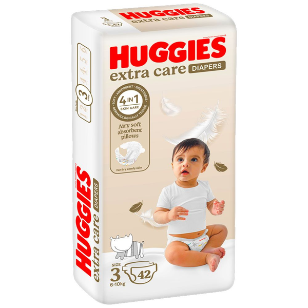Baby Diapers Size 3 Extra Care Value Pack Protection Huggies 42 Pieces