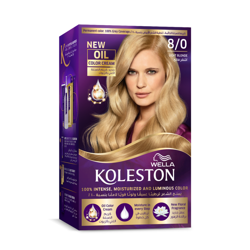 Best Blonde Hair Dye Kit Light Blonde 8/0 Permanent Color Koleston 150ml
