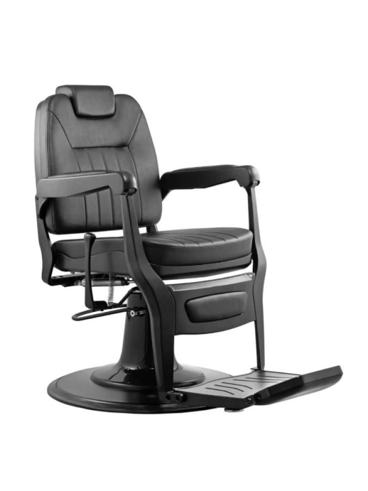 Salon System 5269H-127 Barber Chair - Black with Black Iron Frame