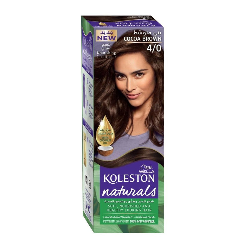 Brown Hair Dye Cocoa Shade Long-Lasting Color Koleston Natural 4/0 60ml