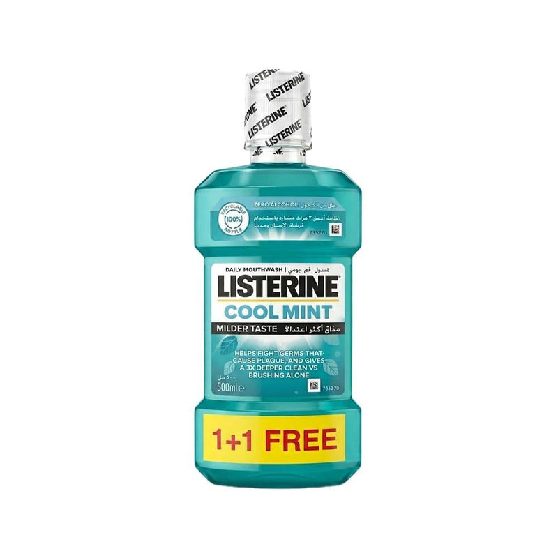Listerine Cool Mint Mouthwash 1+1 Plaque Reduction 500ml