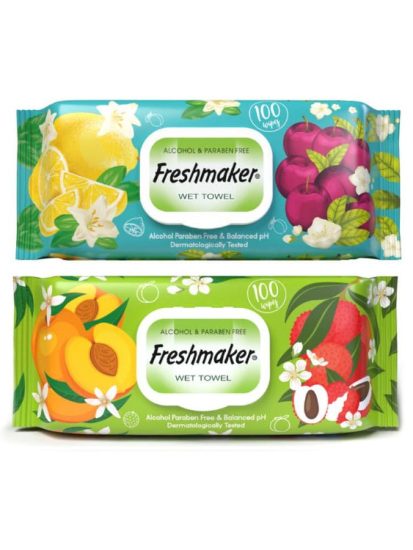 Freshmaker Fruity Wet Wipes - 100 Count
