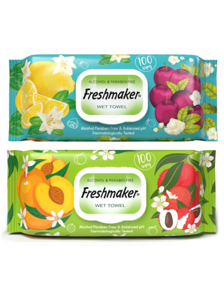 Freshmaker Fruity Wet Wipes - 100 Count