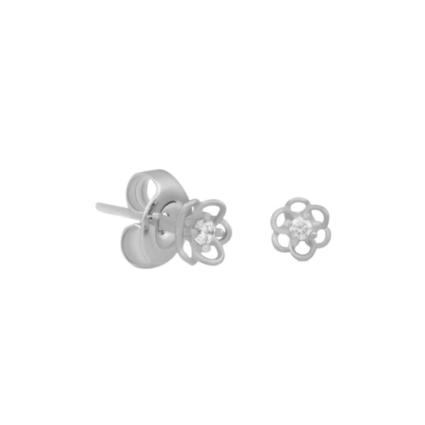 Navarro Medical Stud Earrings Opal Silver Tone Children's