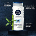 Nivea Men Sensitive Shower Gel, Bamboo Extract, Moisturizing, 250ml