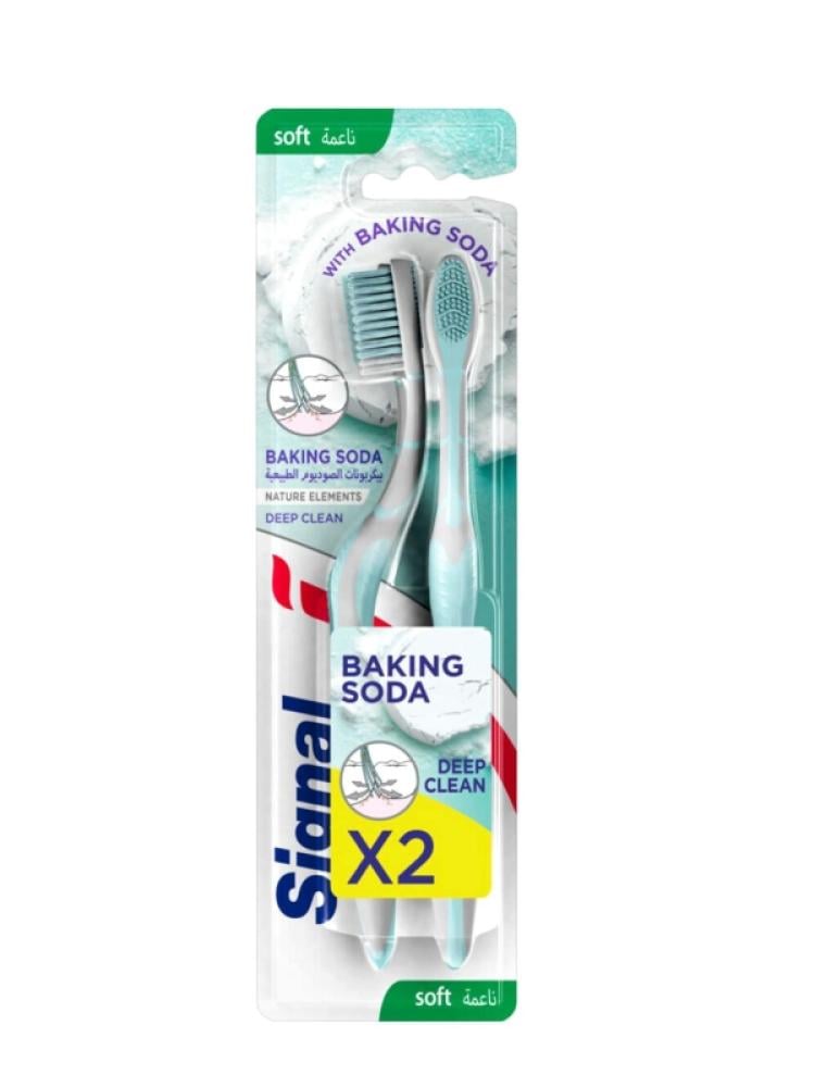 Signal Natural Baking Soda Soft Toothbrush - 2 Pack