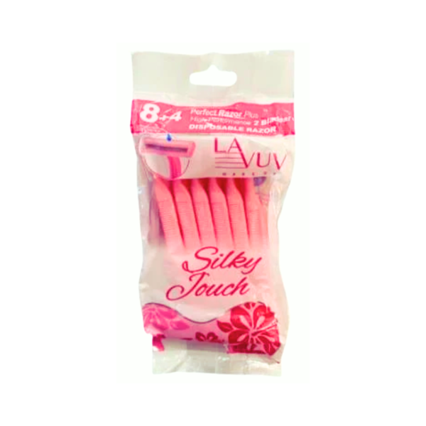 Lavov Silkie Razors, 3-Blade System, Moisturizing Strip, Pink, 12-Pack