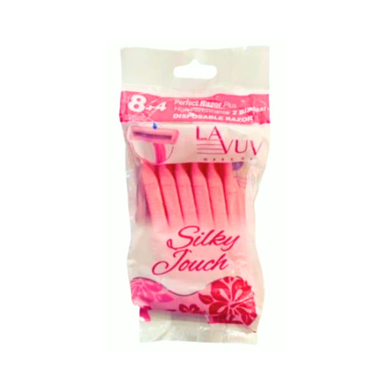 Lavov Silkie Razors, 3-Blade System, Moisturizing Strip, Pink, 12-Pack
