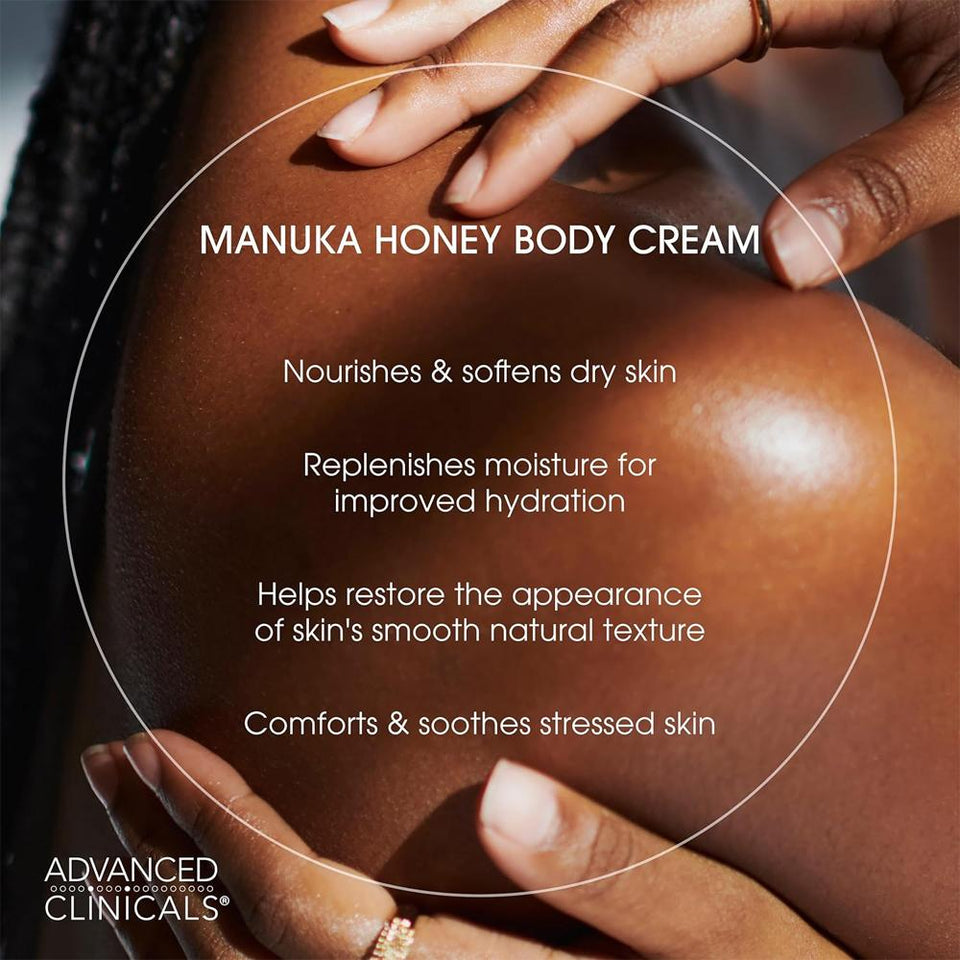 Advanced Clinicals Manuka Honey Restore Hydrate Body Cream Dry Skin 454g