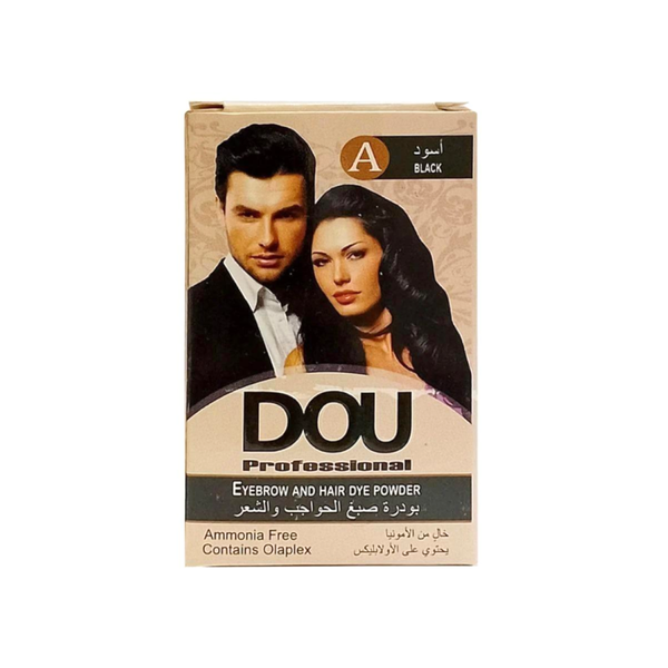 Doux Hair and Eyebrow Dye Powder, Ammonia-Free Black, 6g