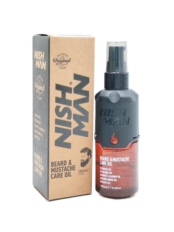 Nishman Beard & Mustache Care Oil with Argan, Jojoba, Almond, Sunflower - 100 ml