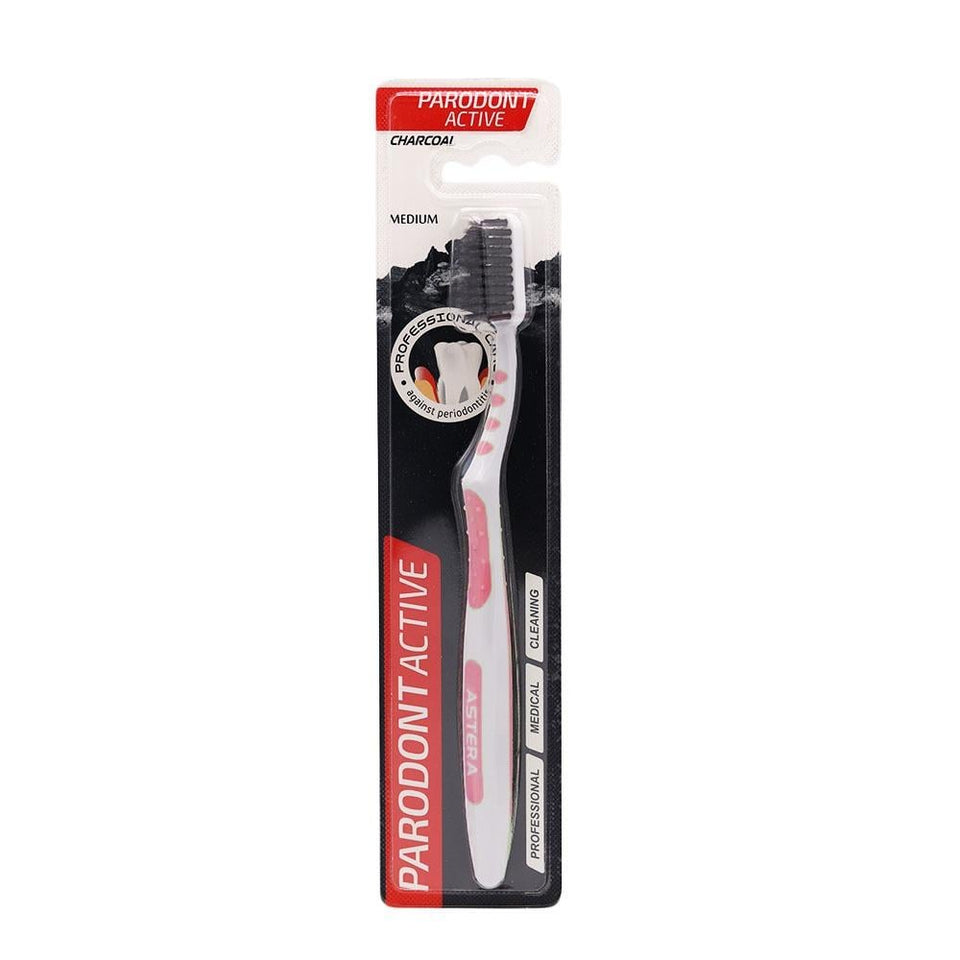 Parodont Active Charcoal Toothbrush Medium Laser Pointed Bristles for Gum Health 1pc