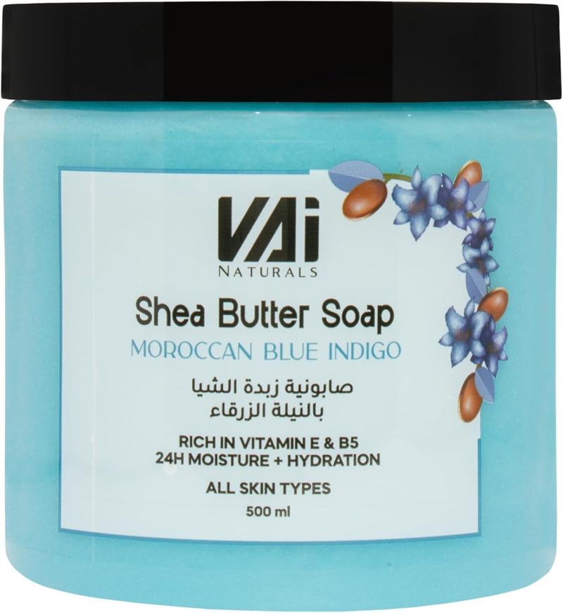 Liquid Castile Soap Blue Indigo Shea Butter Cleanser VAI Naturals 500ml