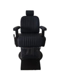 Salon System Men's Barber Chair - Dark Blue Upholstery, Matte Black Frame