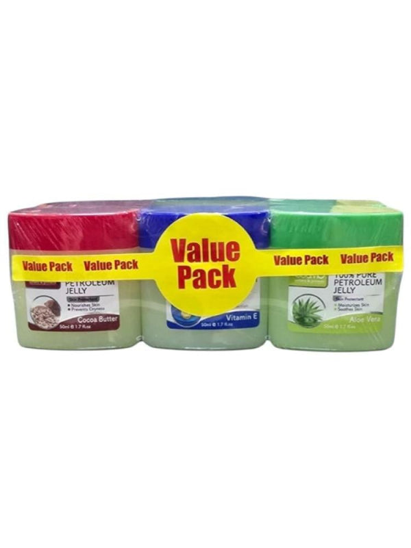 Cosmo Petroleum Jelly Value Pack - Cocoa Butter, Vitamin E, Aloe Vera